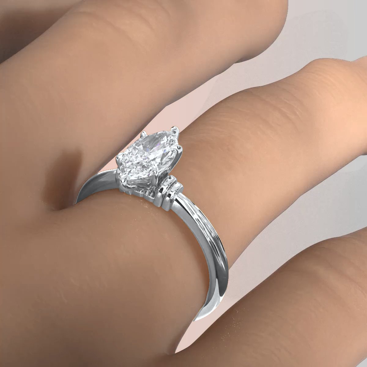 4.2g Ridged Solitaire Prong Set Lab Grown Diamond Engagement Ring IGI Certified 2.6mm 1.00 Ctw.